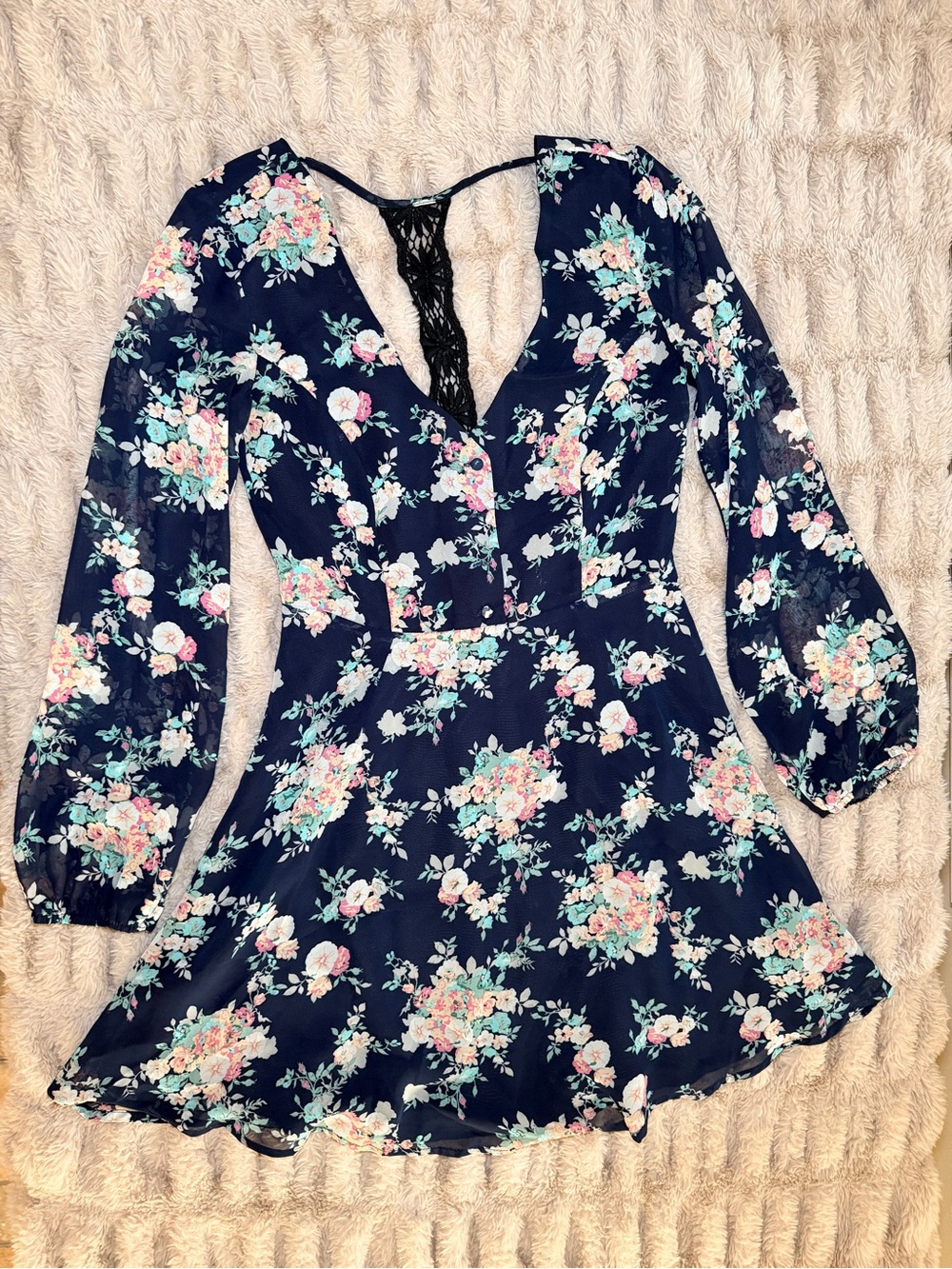 Pink and Blue Sundress with Bishop Sleeves